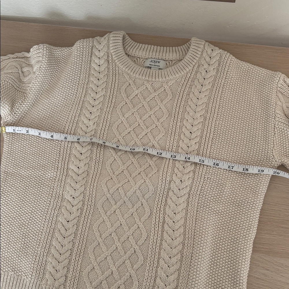 J Crew Women’s Medium 100 % Cotton Fisherman’s Sweater Beige NWT - Picture 6 of 9